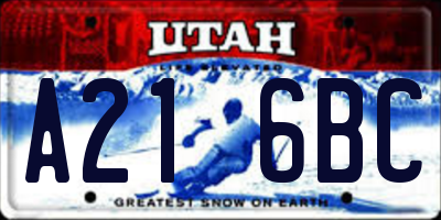UT license plate A216BC