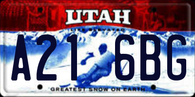 UT license plate A216BG