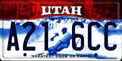UT license plate A216CC
