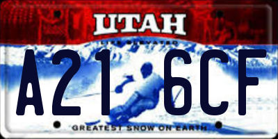 UT license plate A216CF