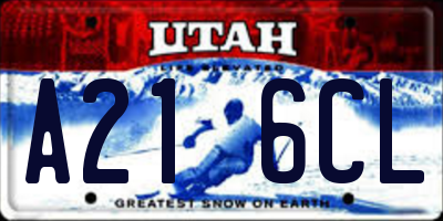 UT license plate A216CL