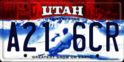 UT license plate A216CR