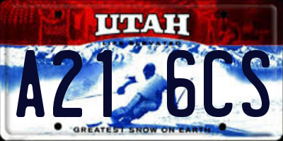 UT license plate A216CS