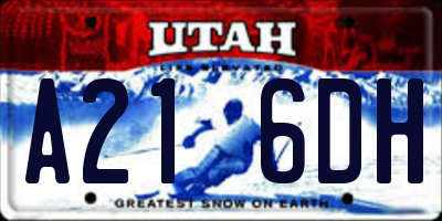 UT license plate A216DH