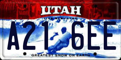 UT license plate A216EE