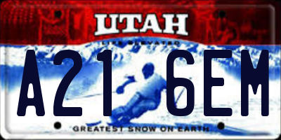 UT license plate A216EM