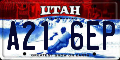 UT license plate A216EP