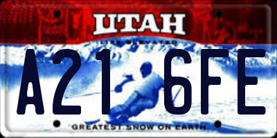 UT license plate A216FE