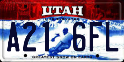 UT license plate A216FL