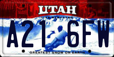 UT license plate A216FW