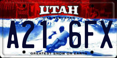 UT license plate A216FX