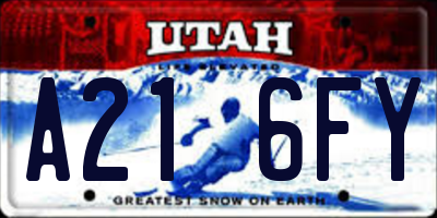 UT license plate A216FY