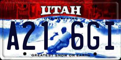 UT license plate A216GI
