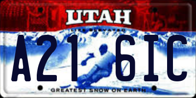 UT license plate A216IC