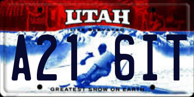 UT license plate A216IT