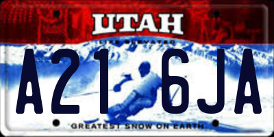 UT license plate A216JA