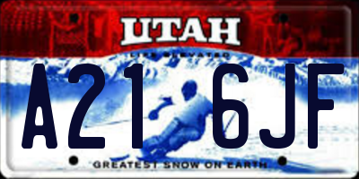 UT license plate A216JF