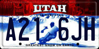 UT license plate A216JH