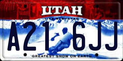 UT license plate A216JJ