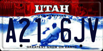 UT license plate A216JV