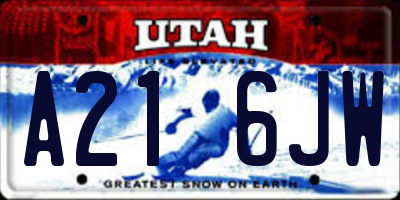 UT license plate A216JW