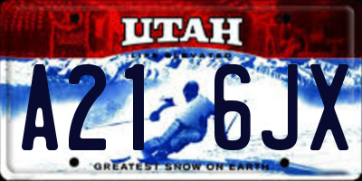 UT license plate A216JX