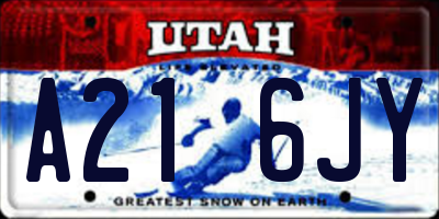 UT license plate A216JY
