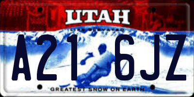 UT license plate A216JZ