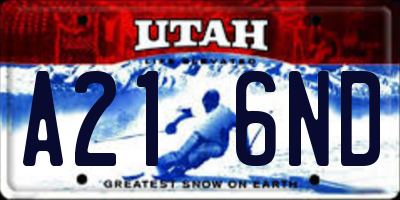 UT license plate A216ND
