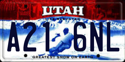 UT license plate A216NL