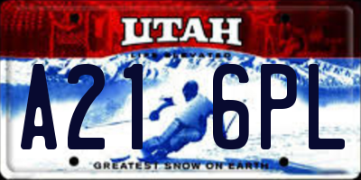 UT license plate A216PL