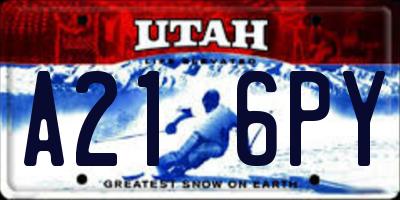 UT license plate A216PY