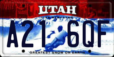 UT license plate A216QF