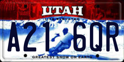 UT license plate A216QR