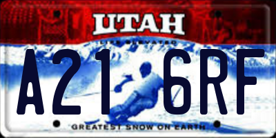 UT license plate A216RF
