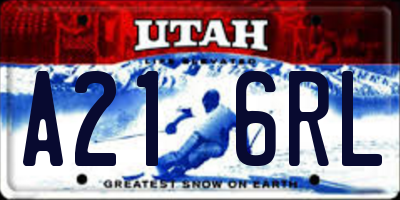 UT license plate A216RL