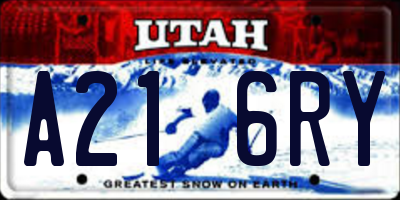UT license plate A216RY