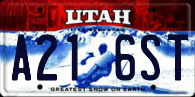 UT license plate A216ST