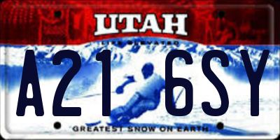 UT license plate A216SY
