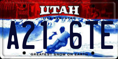 UT license plate A216TE