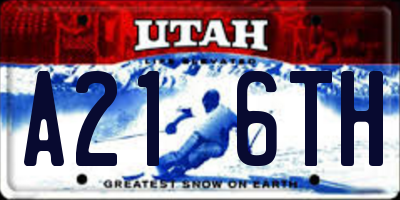 UT license plate A216TH