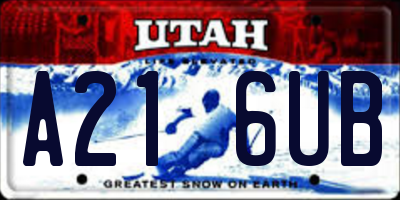 UT license plate A216UB