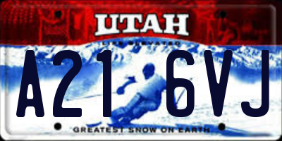 UT license plate A216VJ