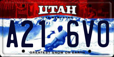 UT license plate A216VO
