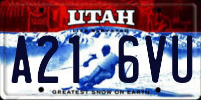 UT license plate A216VU