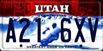 UT license plate A216XV