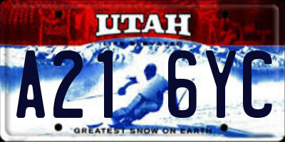 UT license plate A216YC