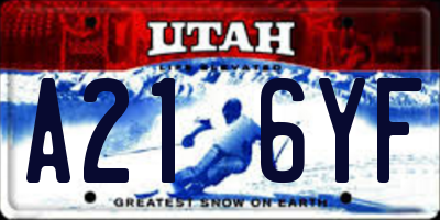 UT license plate A216YF