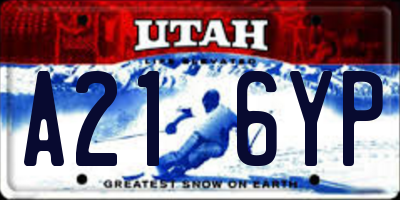 UT license plate A216YP