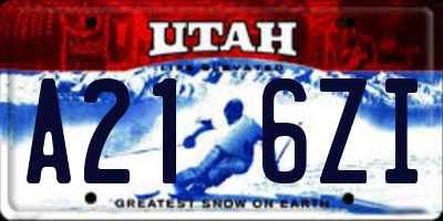 UT license plate A216ZI
